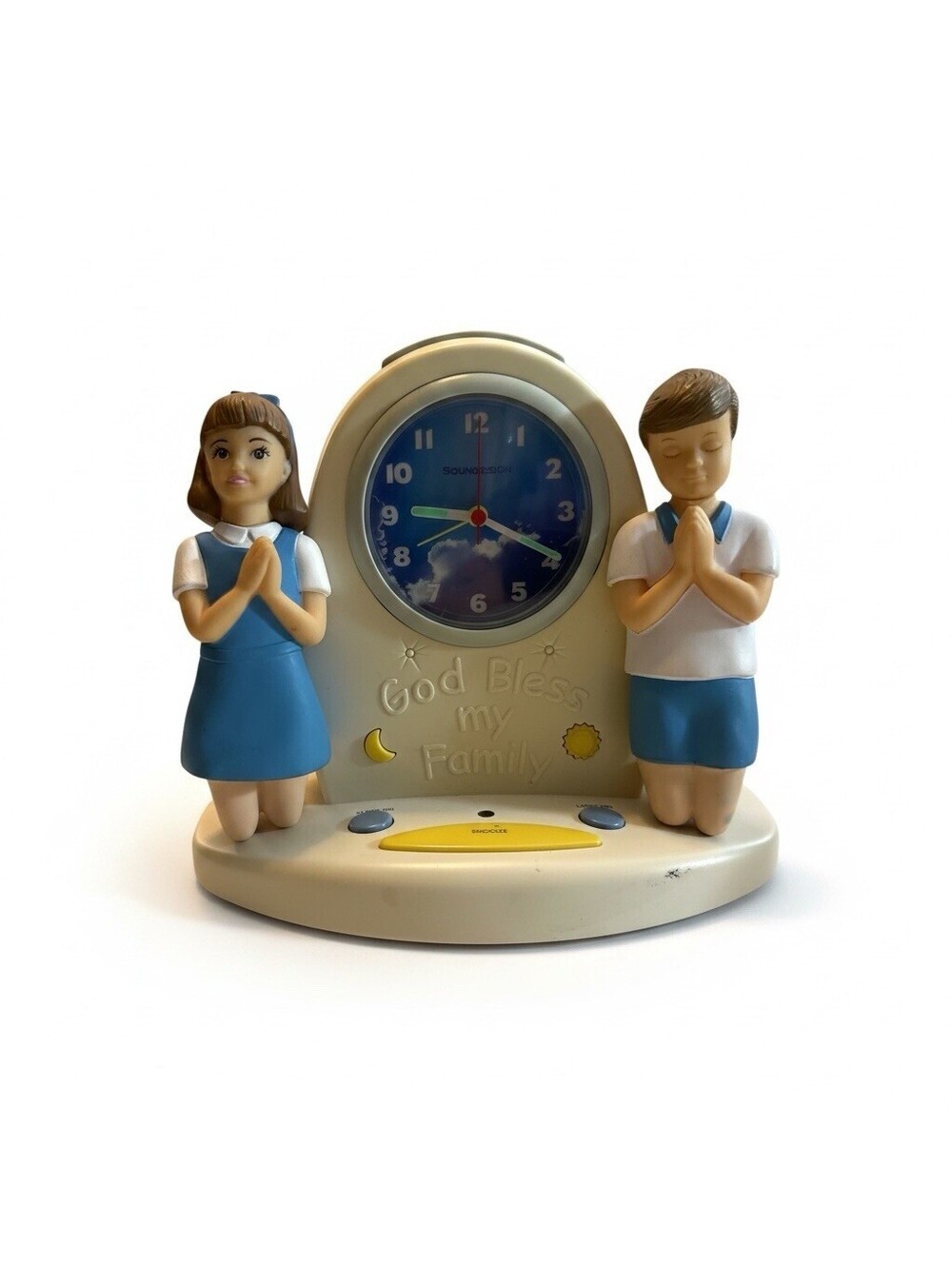 Vintage Soundesign God Bless My Family Prayer Alarm Clock Light Works - Battery